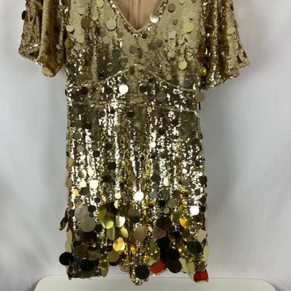 Boston Proper Gold Sequins Formal Mini Shift Dress New Women's 8 - Picture 5 of 14